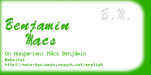 benjamin macs business card