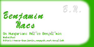 benjamin macs business card